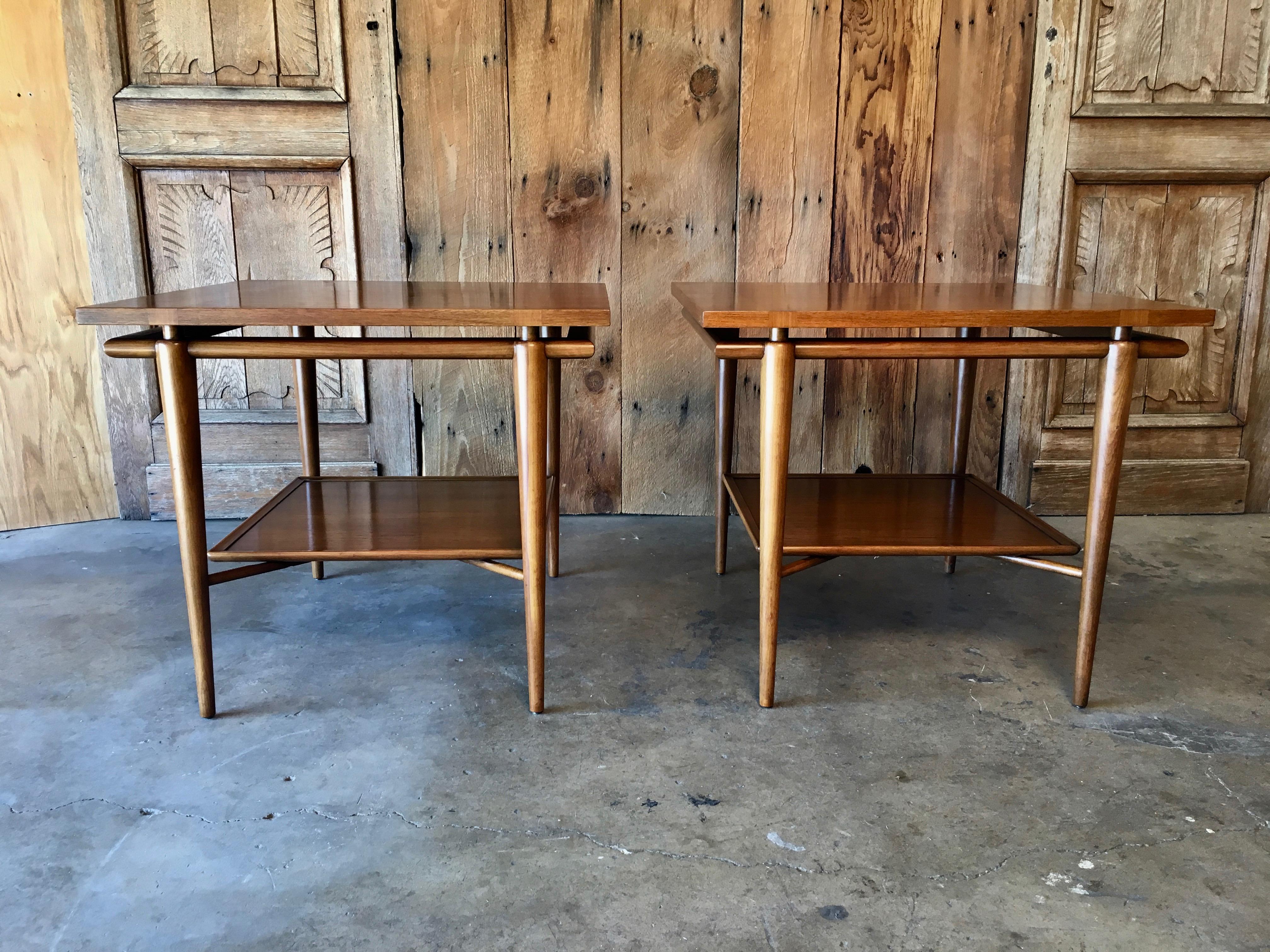 Mid-Century Modern Floating Top End Tables by John Widdicomb