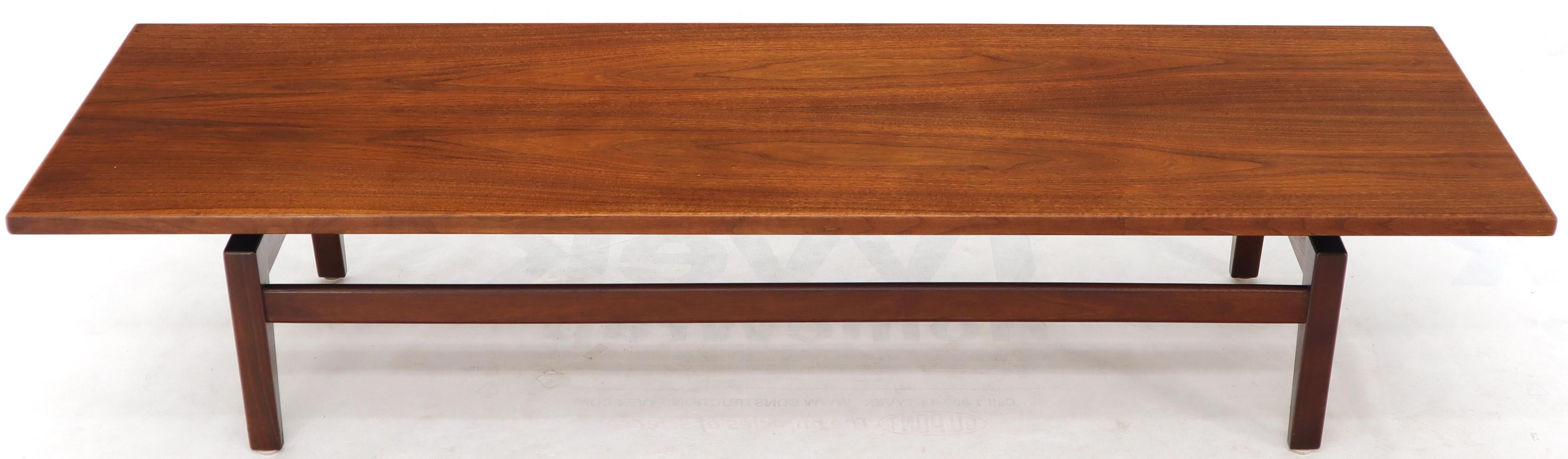 Floating Top Solid Oiled Walnut Low Coffee Table or Long Bench by Jens Risom 1