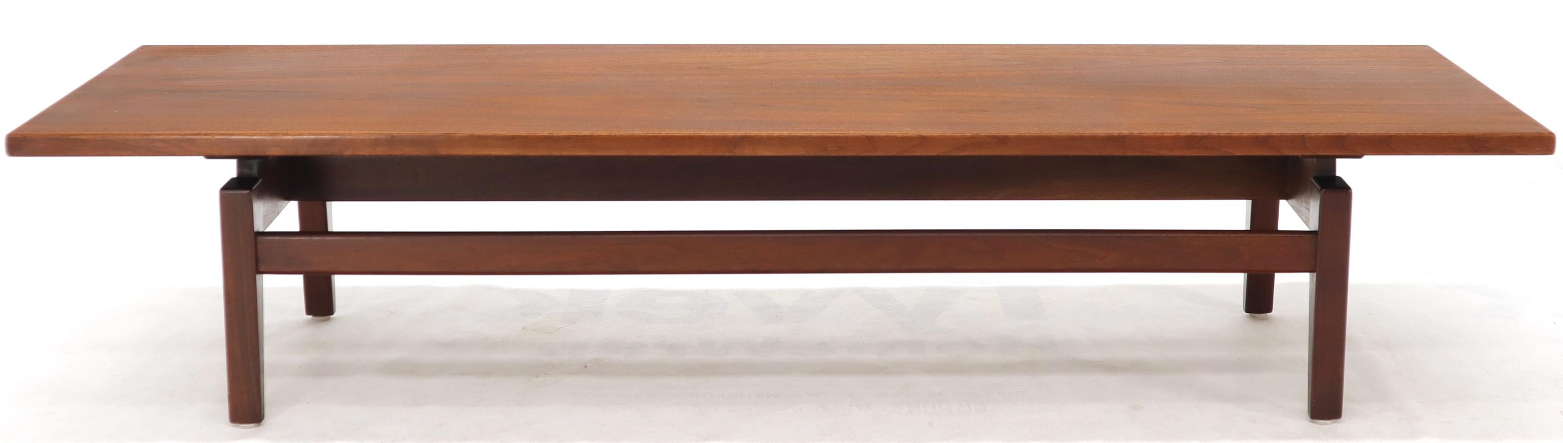 Floating Top Solid Oiled Walnut Low Coffee Table or Long Bench by Jens Risom 2