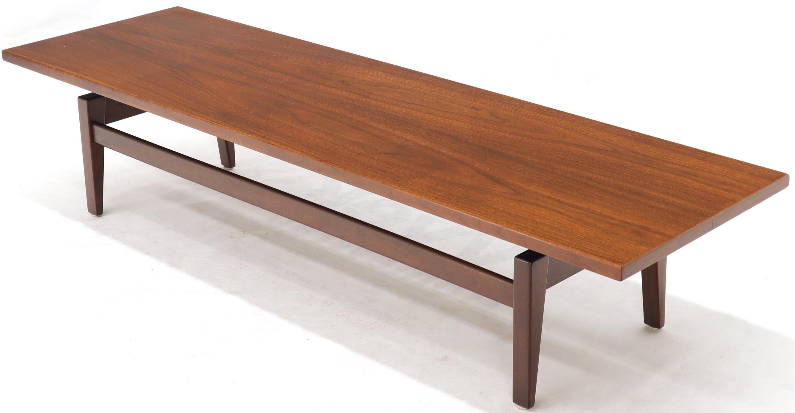 Floating Top Solid Oiled Walnut Low Coffee Table or Long Bench by Jens Risom 3