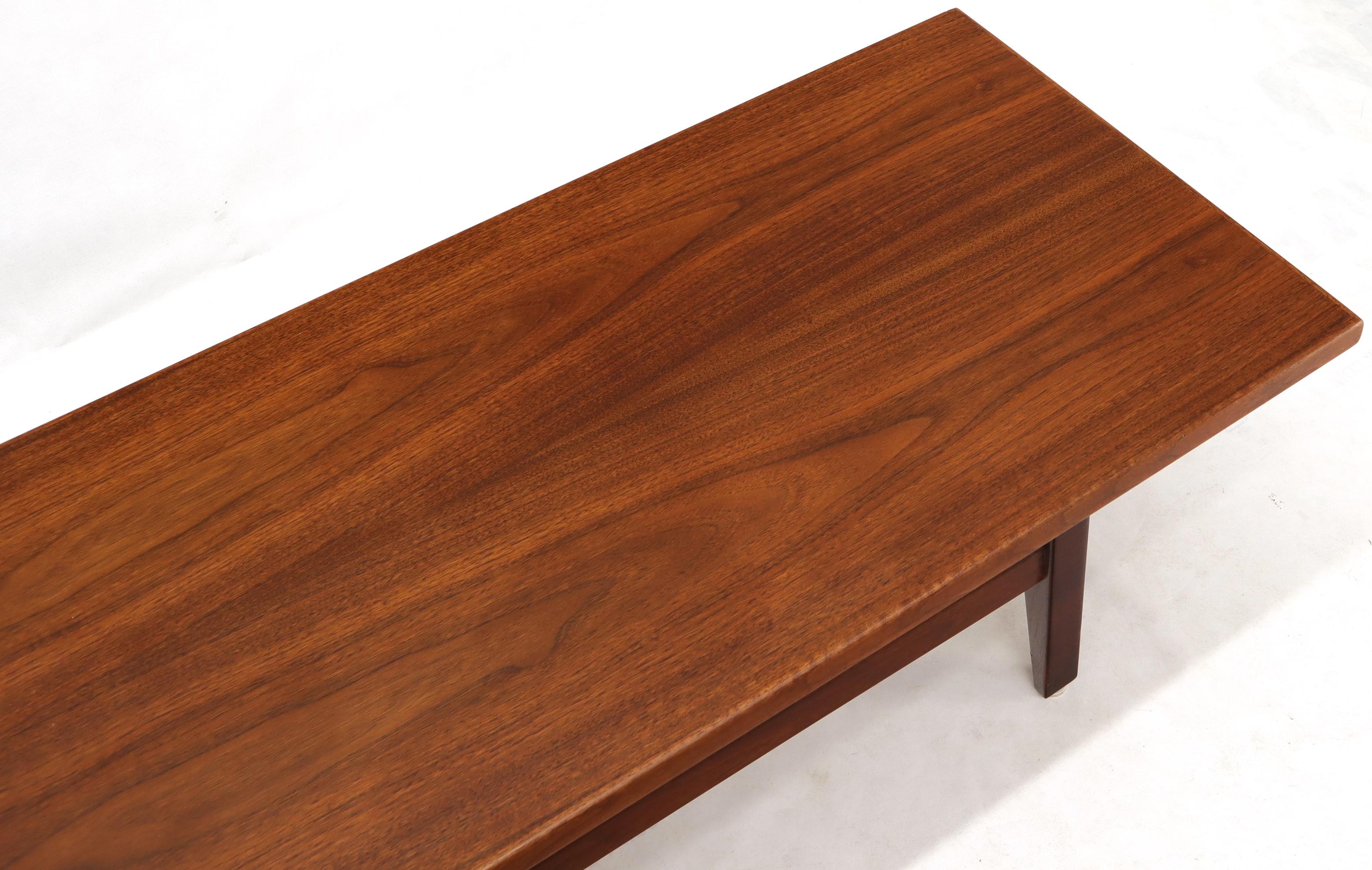 American Floating Top Solid Oiled Walnut Low Coffee Table or Long Bench by Jens Risom