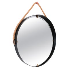 Floating Wall Mirror Iron Brass, Midcentury, Italy