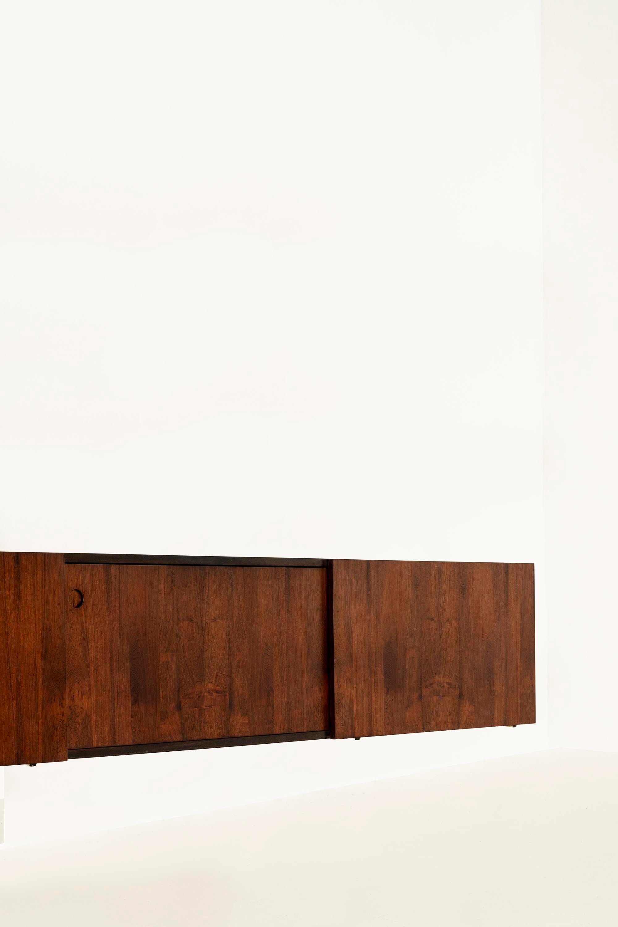Floating Wall-Mounted Sideboard in Rosewood by Ib Kofod-Larsen, Denmark 1970s In Good Condition In Hellouw, NL