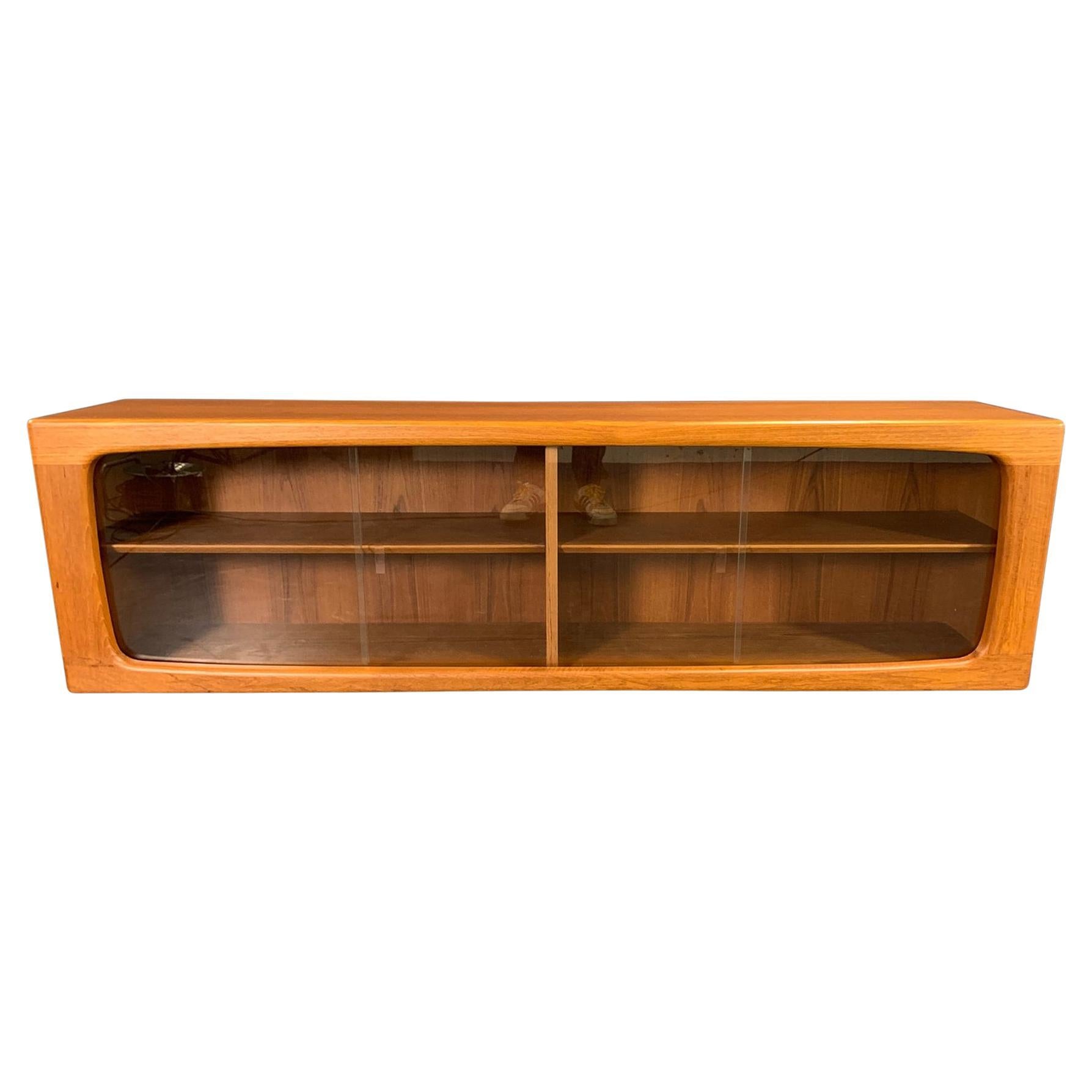 Sleek 70's Floating Wall Mount Oak Credenza at 1stDibs