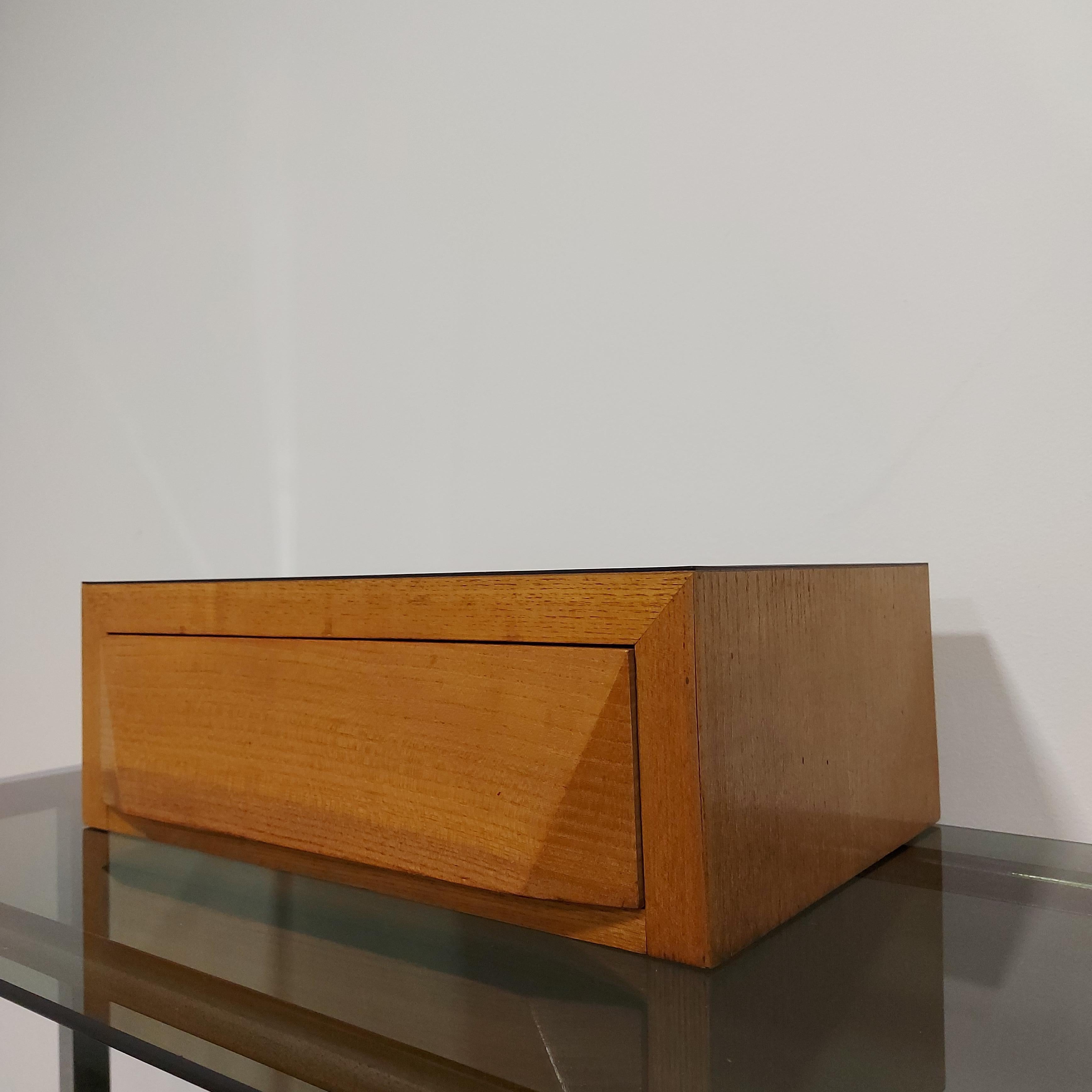 Mid-Century Modern Floating Wall Shelf with Drawer 1960s