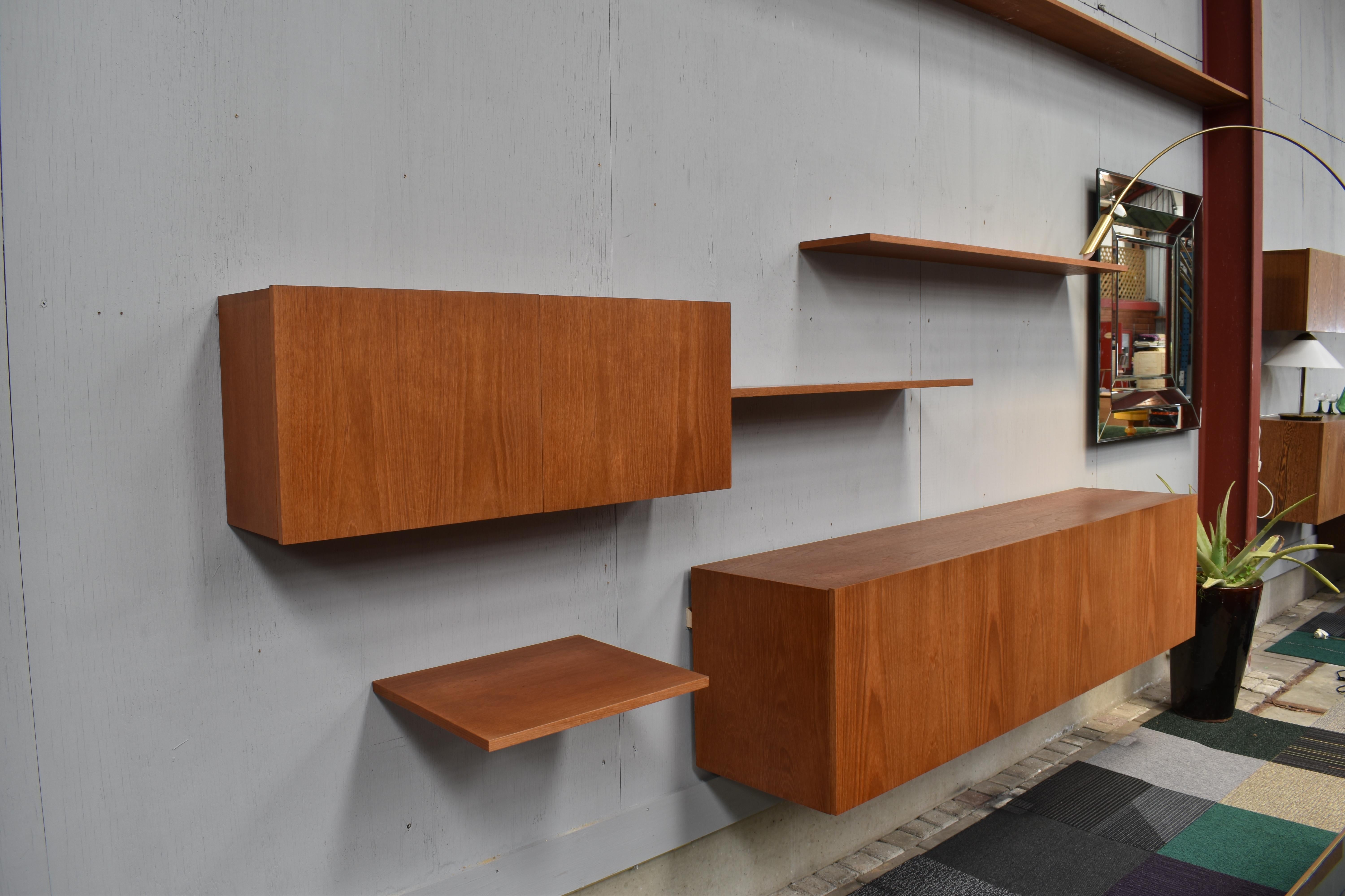 Late 20th Century Floating Wall Unit in Teak by Banz Bord, Germany, circa 1970