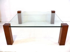 Floating Walnut and Glass Coffee Table