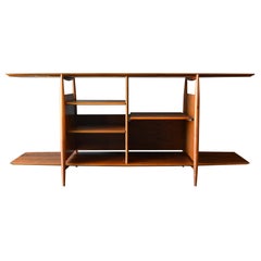 Retro Floating Walnut Bookcase or Media Cabinet, circa 1965