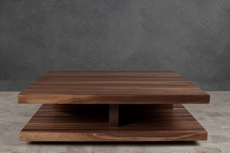 Mexican Modern Floating Solid Walnut Coffee Table For Sale
