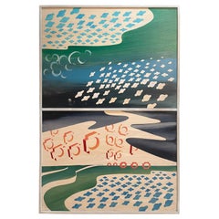 “Flock of Saturns” Diptych by Austin Artist, Robert Wymer, Acrylic on White Oak