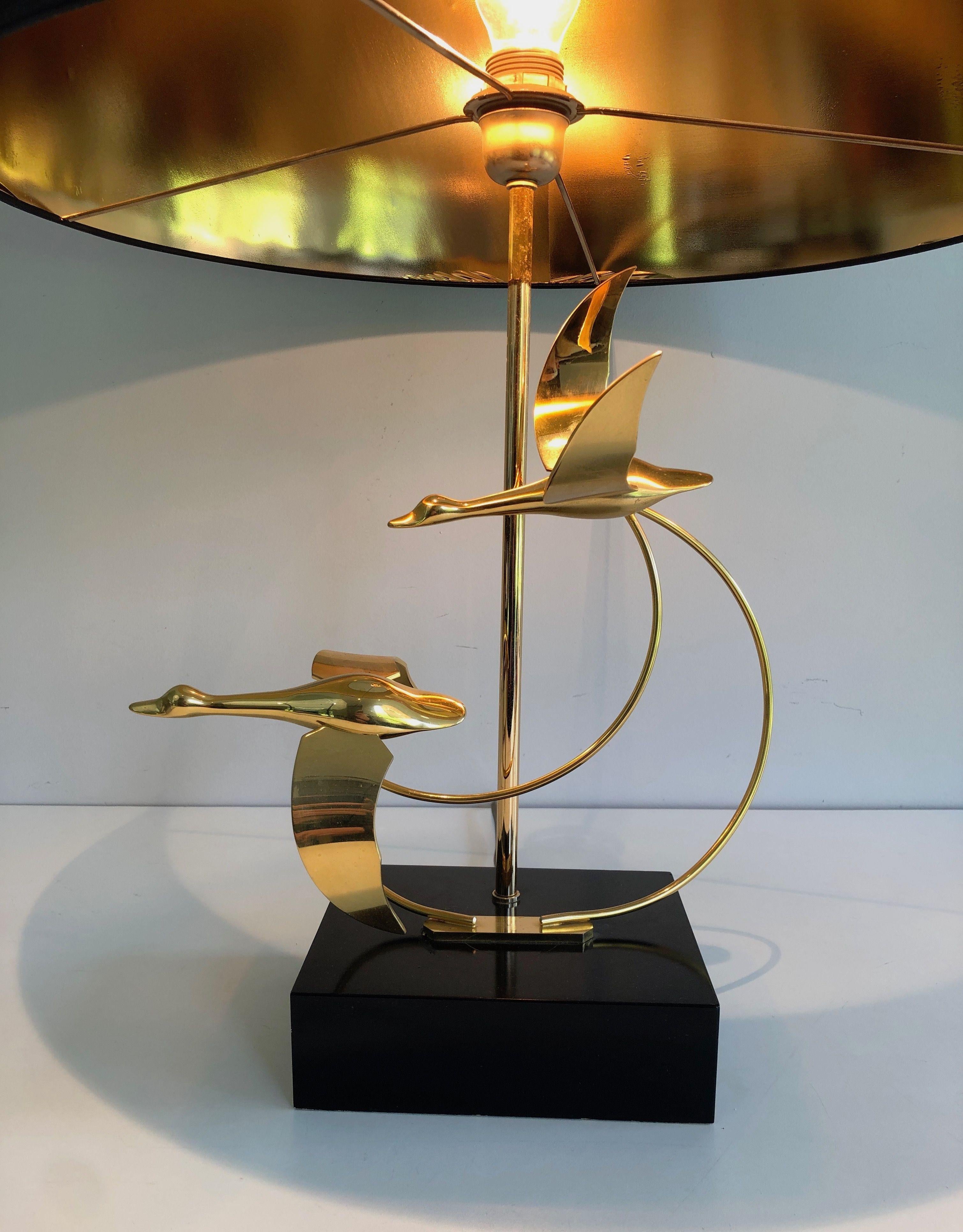 Flock of Wild Geese Brass Table Lamp For Sale 14