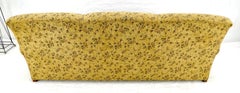 Flocked Ochre Velour Botanical Pattern Fabric 3 Cushion Traditional Sofa MINT!