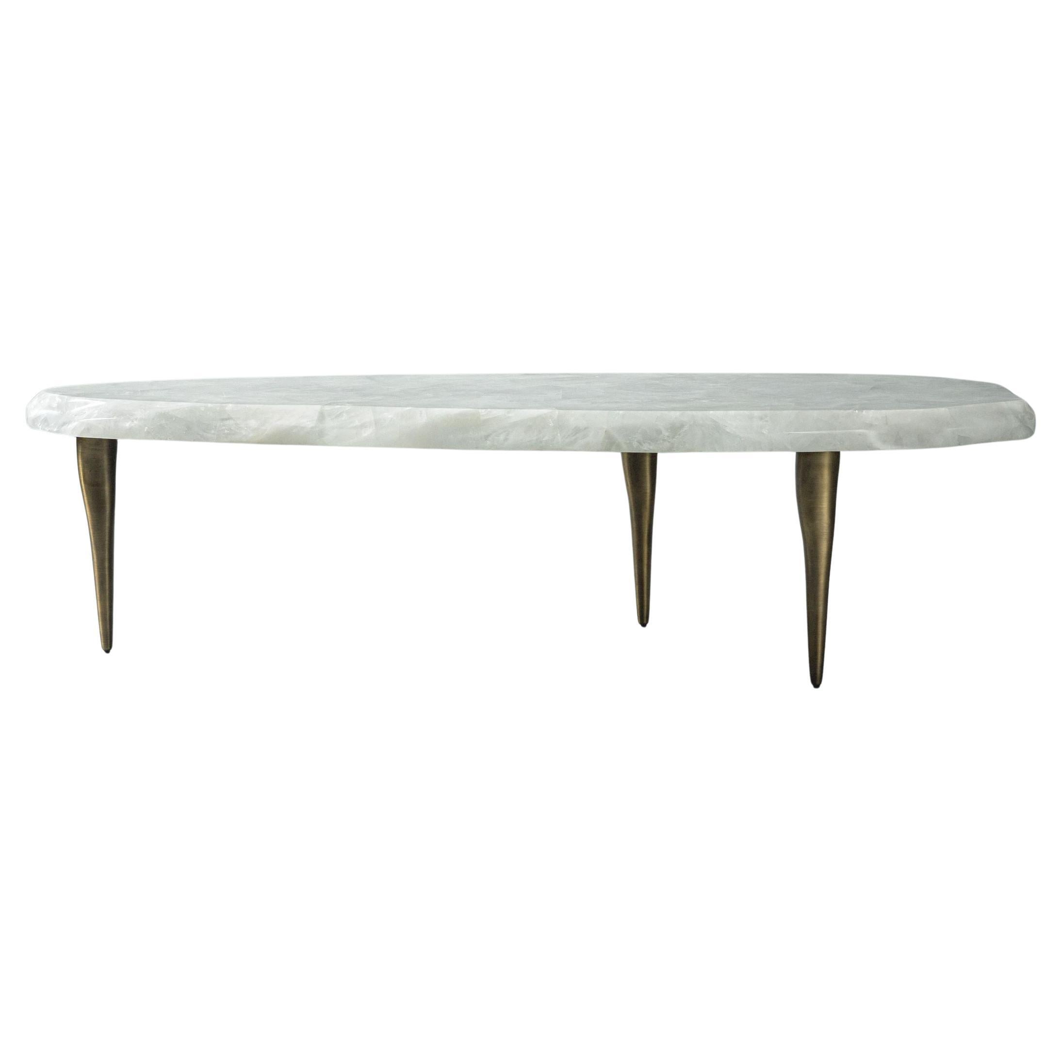 Floe Coffee Table I by DeMuro Das in White Quartz with Solid Bronze For Sale