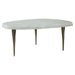 Floe Coffee Table II by DeMuro Das in White Quartz with Solid Bronze