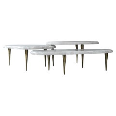 Table basse Floe Nested de DeMuro Das en quartz blanc et bronze massif