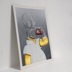 Homer original on cardboard by Flog (Street Art), 2021