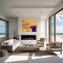 Flower Moon Acrylic and Spray Paint Canvas, Street Art, Signed, 2010+