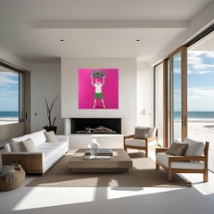 Ghetto Blaster Acrylic and Spray Paint Canvas, Signed Street Art