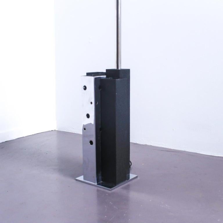 Italian Floor Arc Lamp by Goffredo Reggiani in Chrome and Metal Base 1970