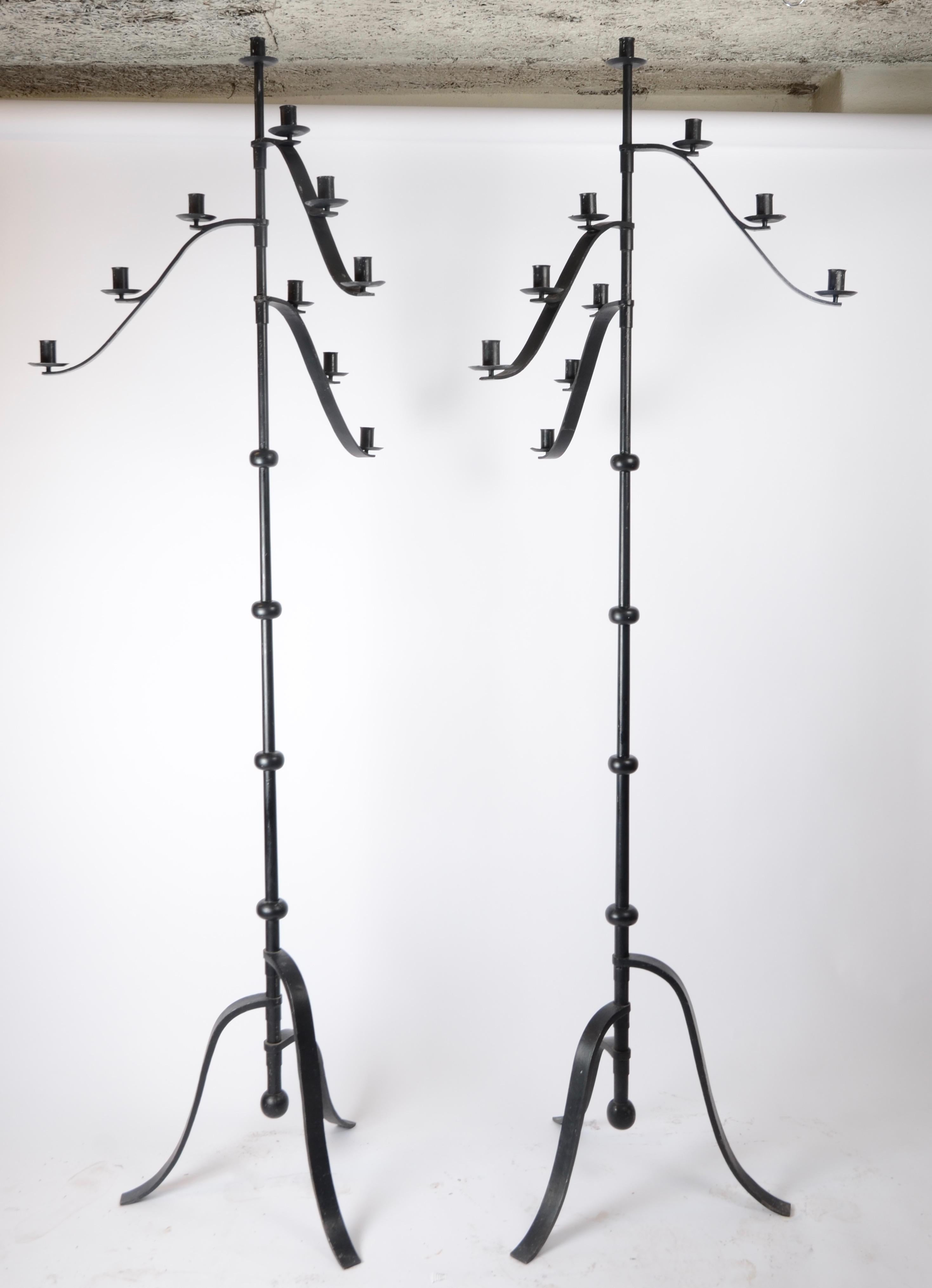 A pair of swedish candelabra in cast iron, mid-1900s.