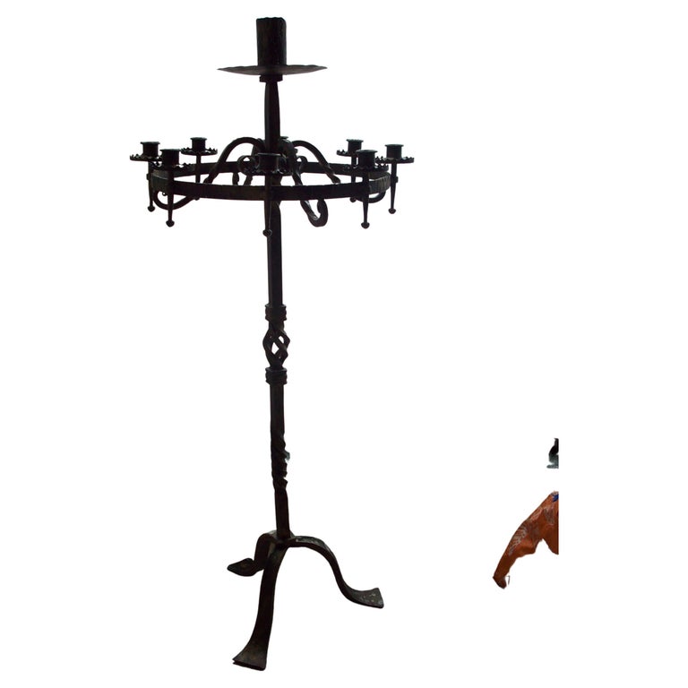 Floor Candle Stands with 9 Candles, Wrought Iron, Spainish Medieval