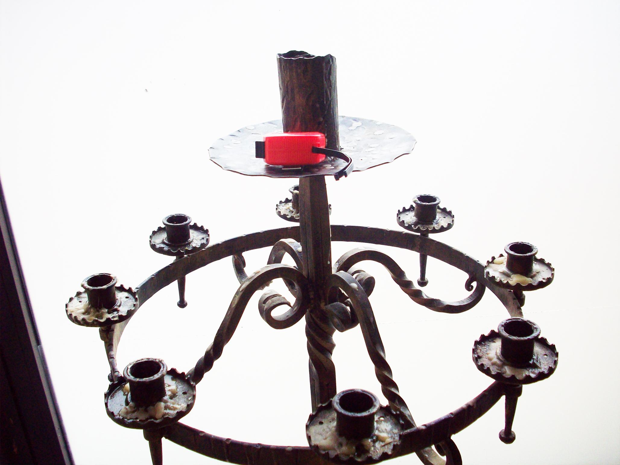 antique wrought iron floor candle stands