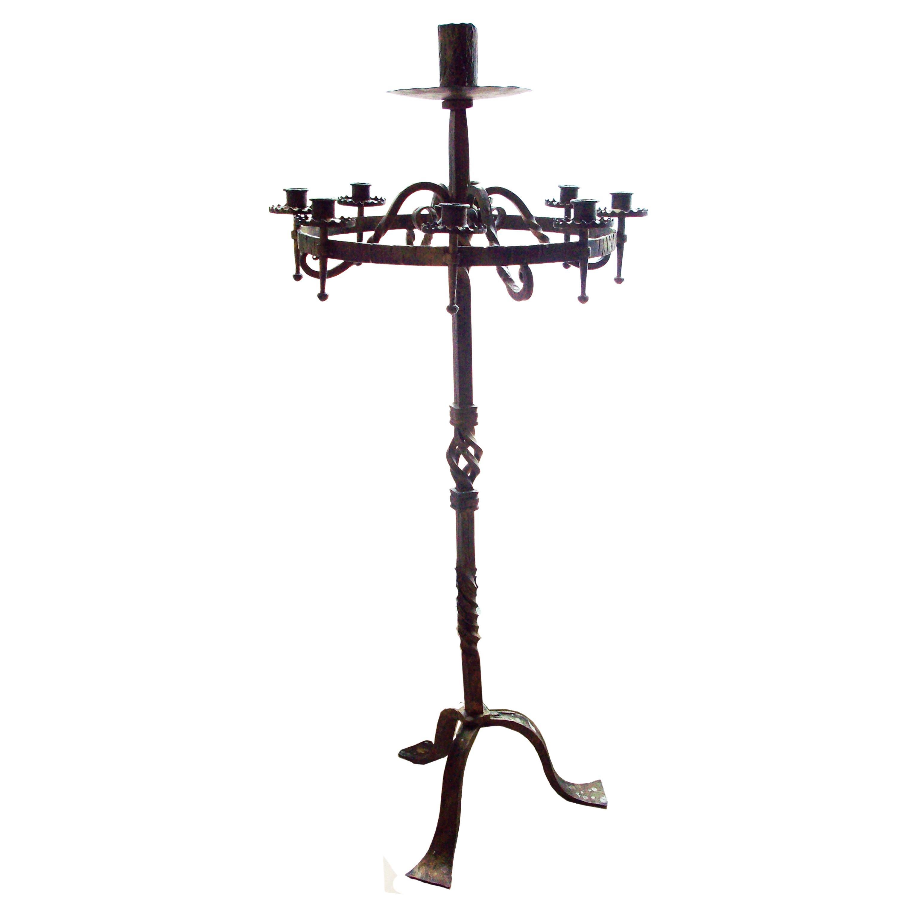 Floor Candle Stands with 9 Candles, Wrought Iron, Spainish Medieval Style  For Sale at 1stDibs | medieval floor candelabra, wrought iron floor  standing candle holders, floor standing candles