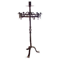 Floor Candle Stands with 9 Candles, Wrought Iron, Spainish Medieval Style