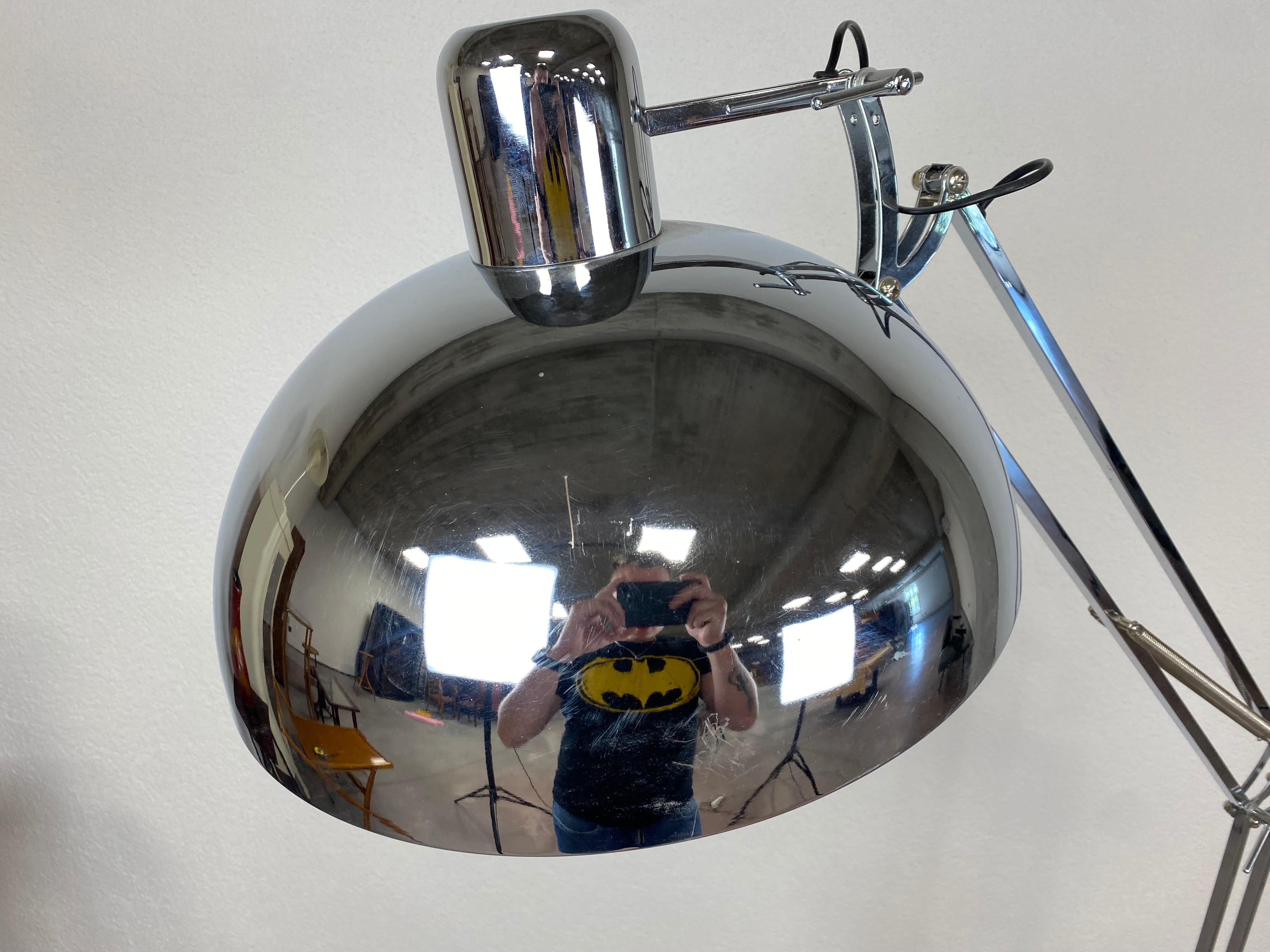 Late 20th Century Floor Chrome Lamp in Industrial Style For Sale