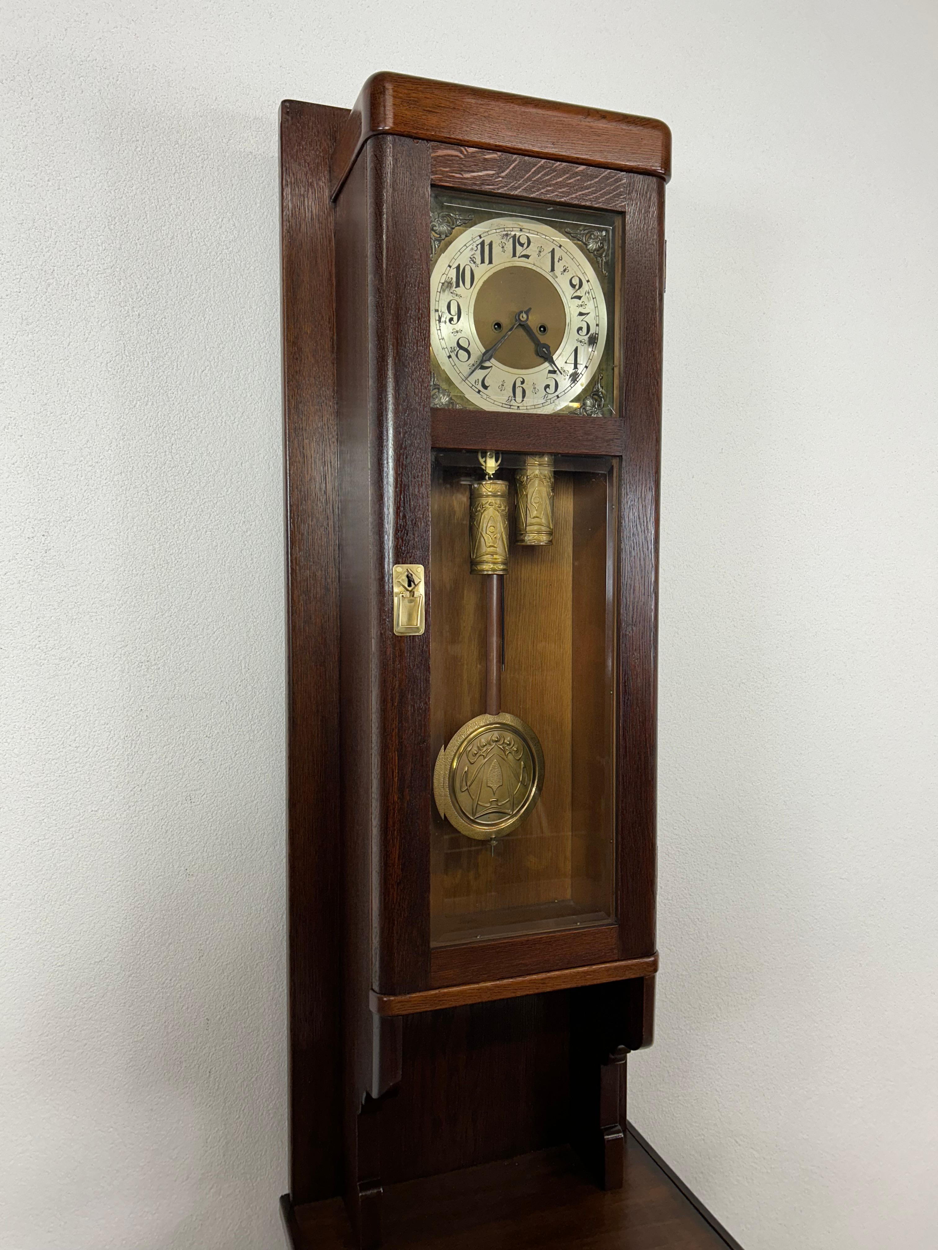 Floor clock in style of Vienna secession. Professionally stained and repolished.