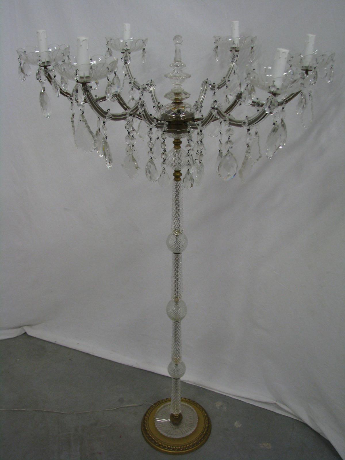 Floor Crystal Candelabrum Marie Therese Style In Good Condition For Sale In Liverpool, GB