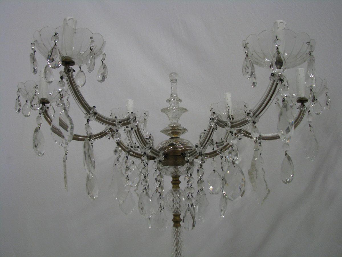 20th Century Floor Crystal Candelabrum Marie Therese Style For Sale