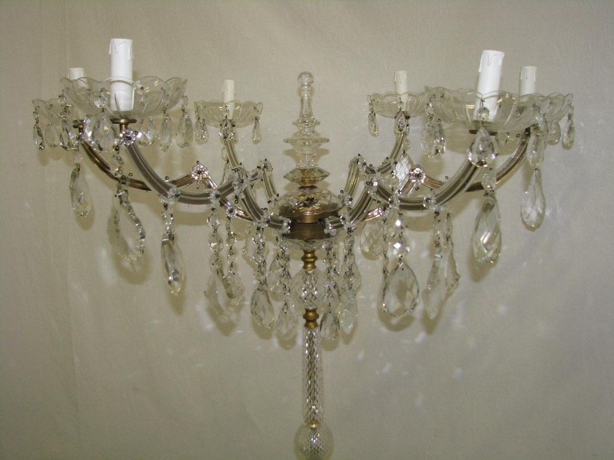 Metal Floor Crystal Candelabrum Marie Therese Style For Sale