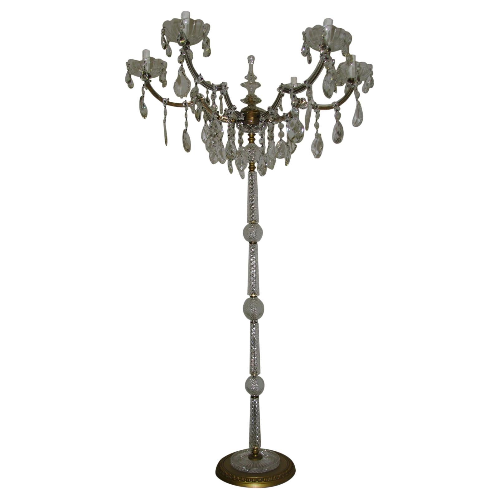 Floor Crystal Candelabrum Marie Therese Style For Sale