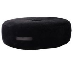 Floor Cushion in Black Shearling by Moses Nadel