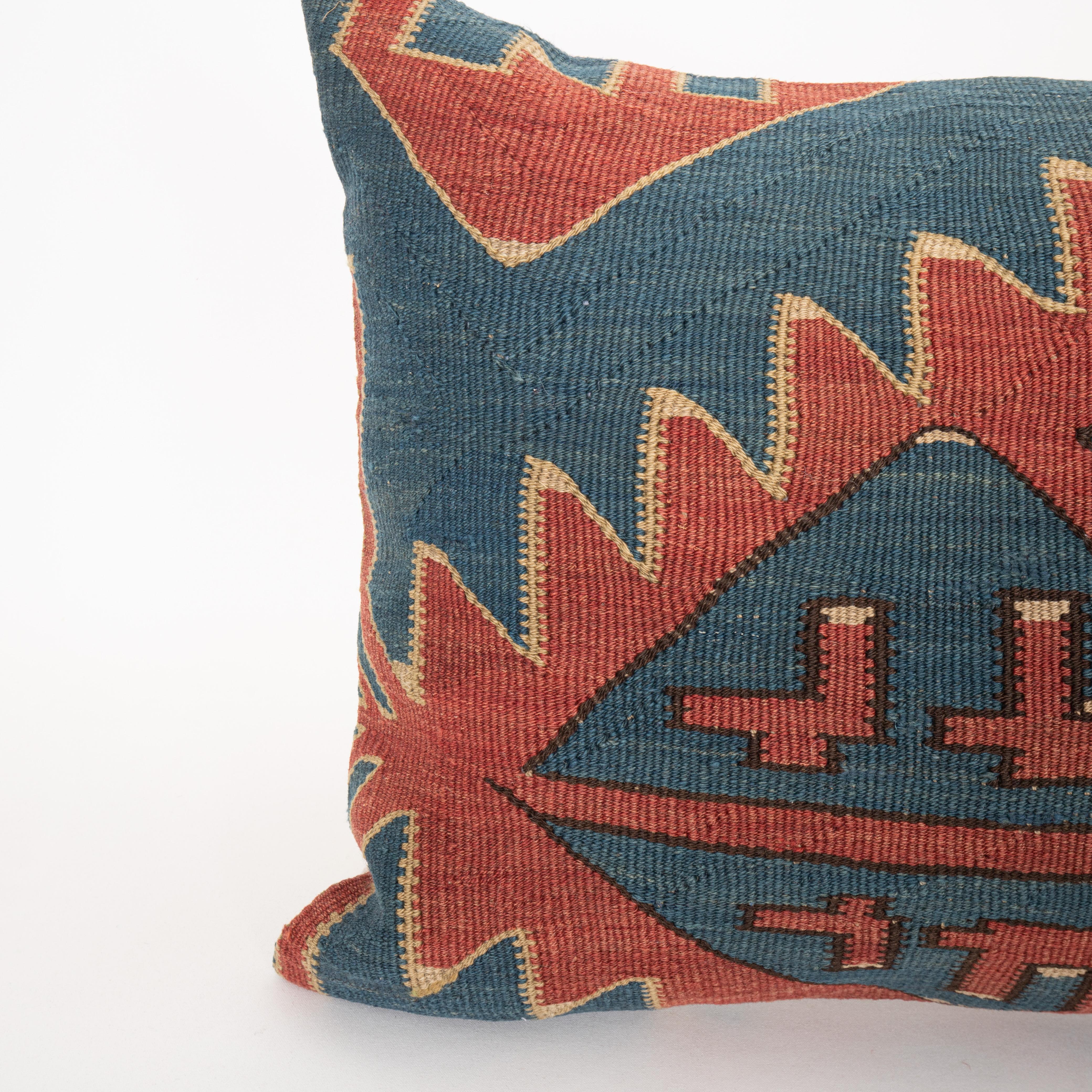 Caucasian Floor Cushion Made from an Antique Avar Kilim from Dagestan , Early 20th C. For Sale