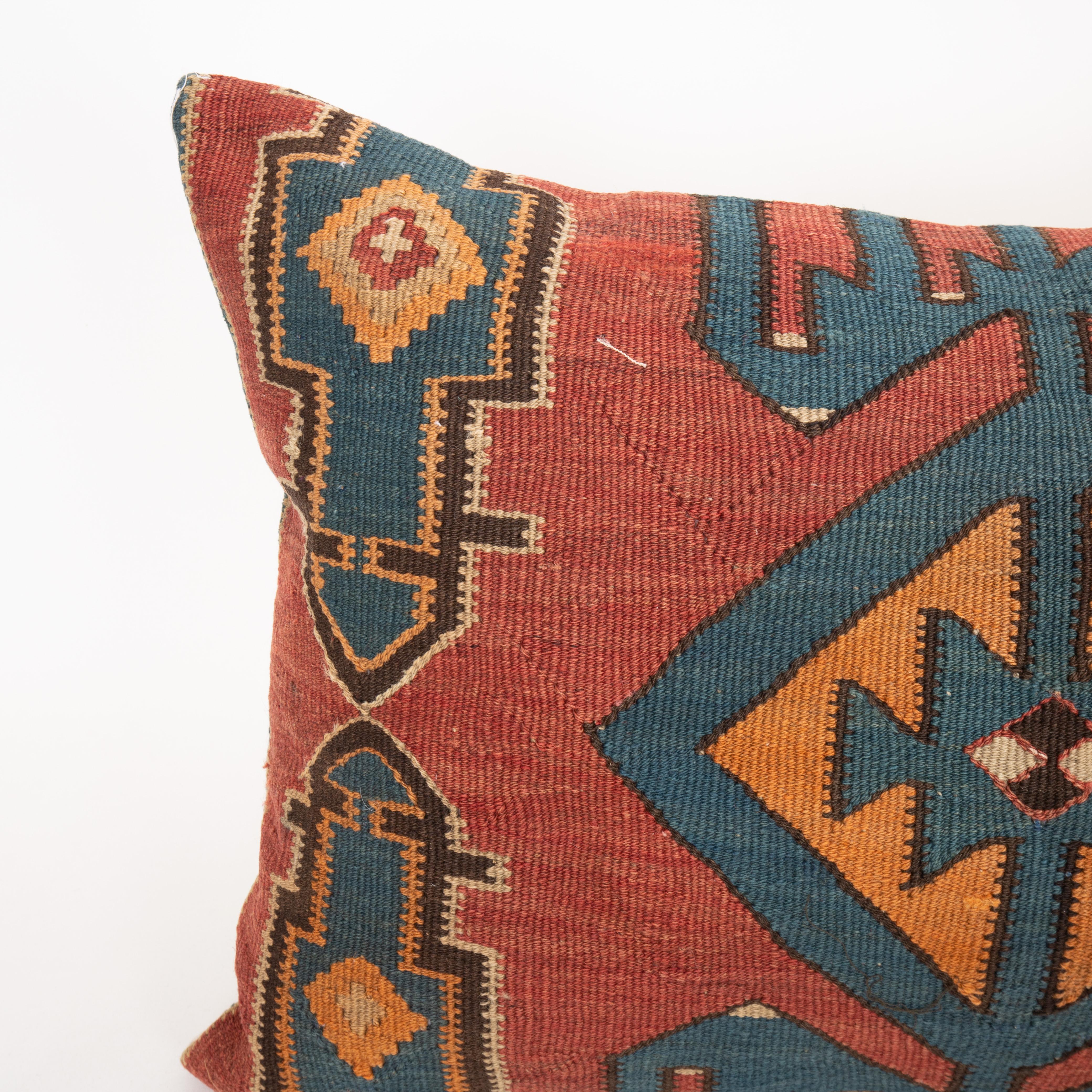 Caucasian  Floor Cushion Made from an Antique Avar Kilim from Dagestan , Early 20th C. For Sale