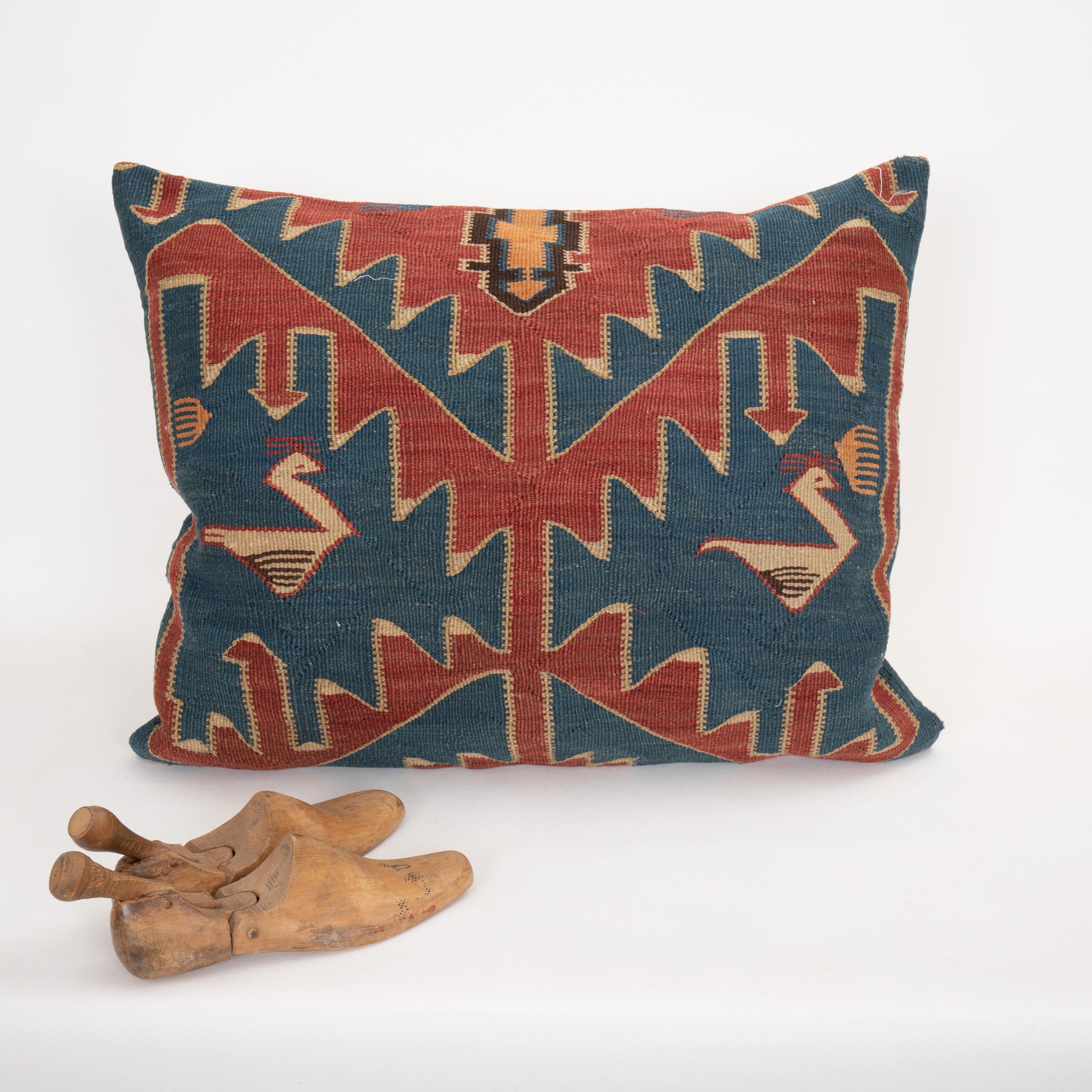 Caucasian  Floor Cushion Made from an Antique Avar Kilim from Dagestan , Early 20th C. For Sale