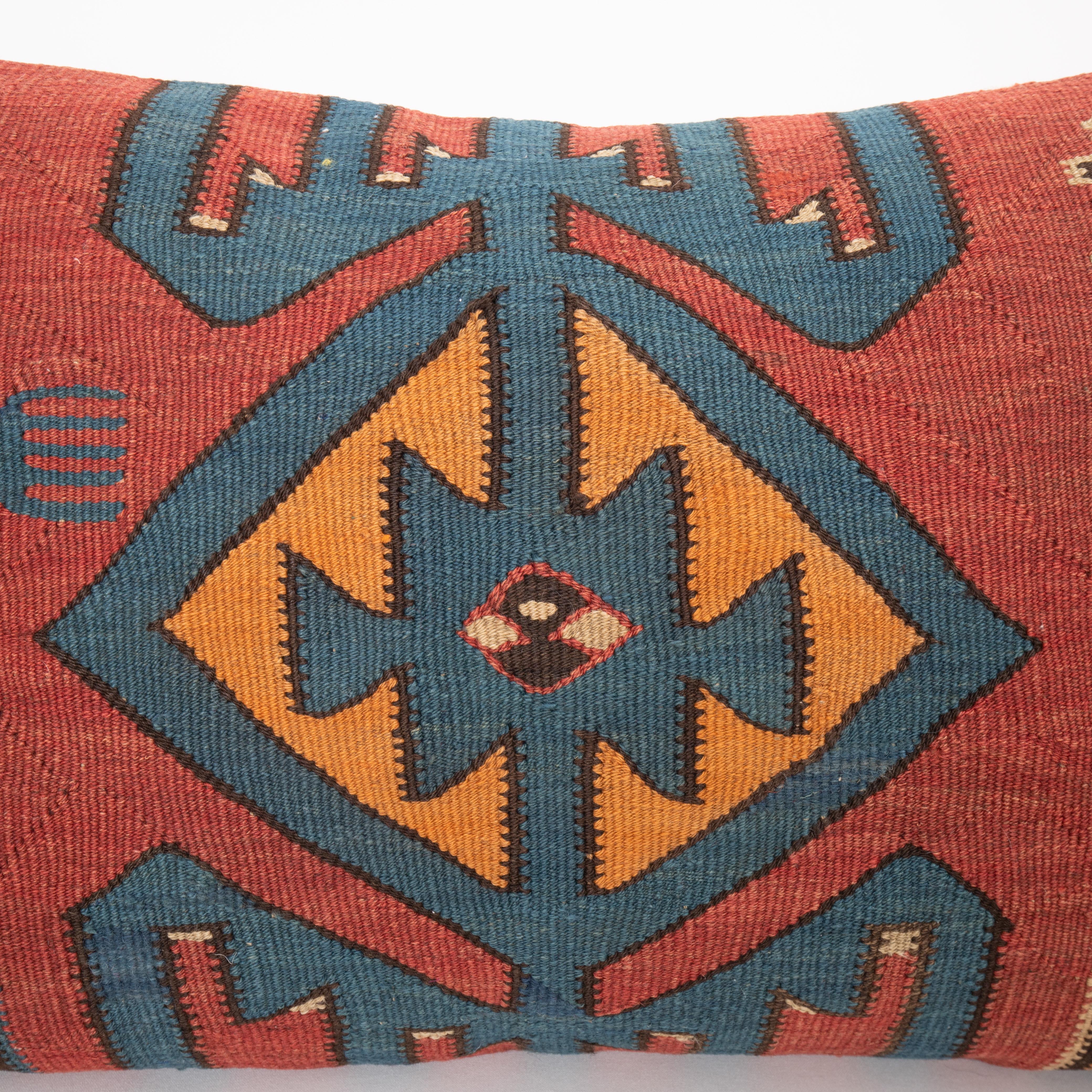 Hand-Woven Floor Cushion Made from an Antique Avar Kilim from Dagestan , Early 20th C. For Sale