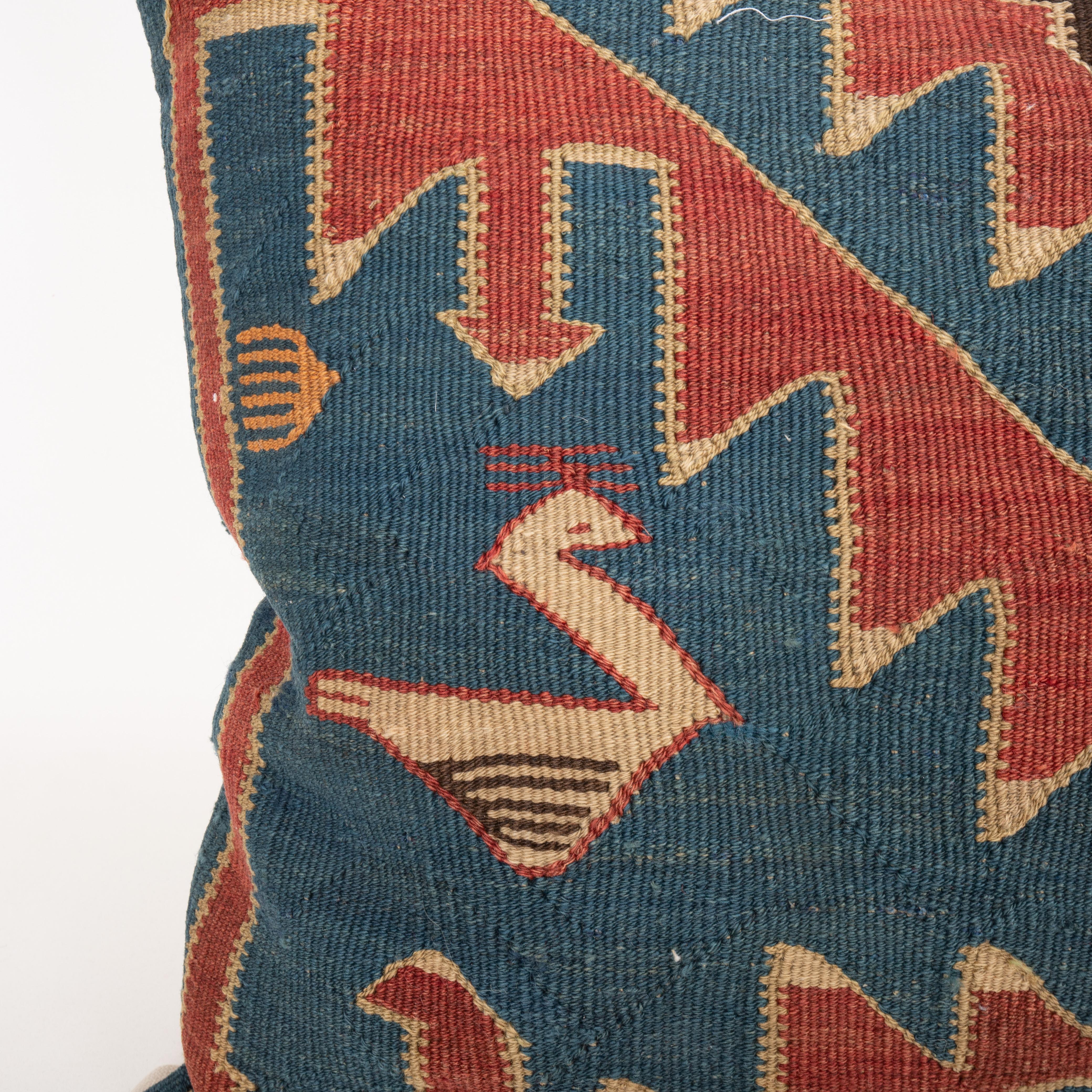 Hand-Woven  Floor Cushion Made from an Antique Avar Kilim from Dagestan , Early 20th C. For Sale