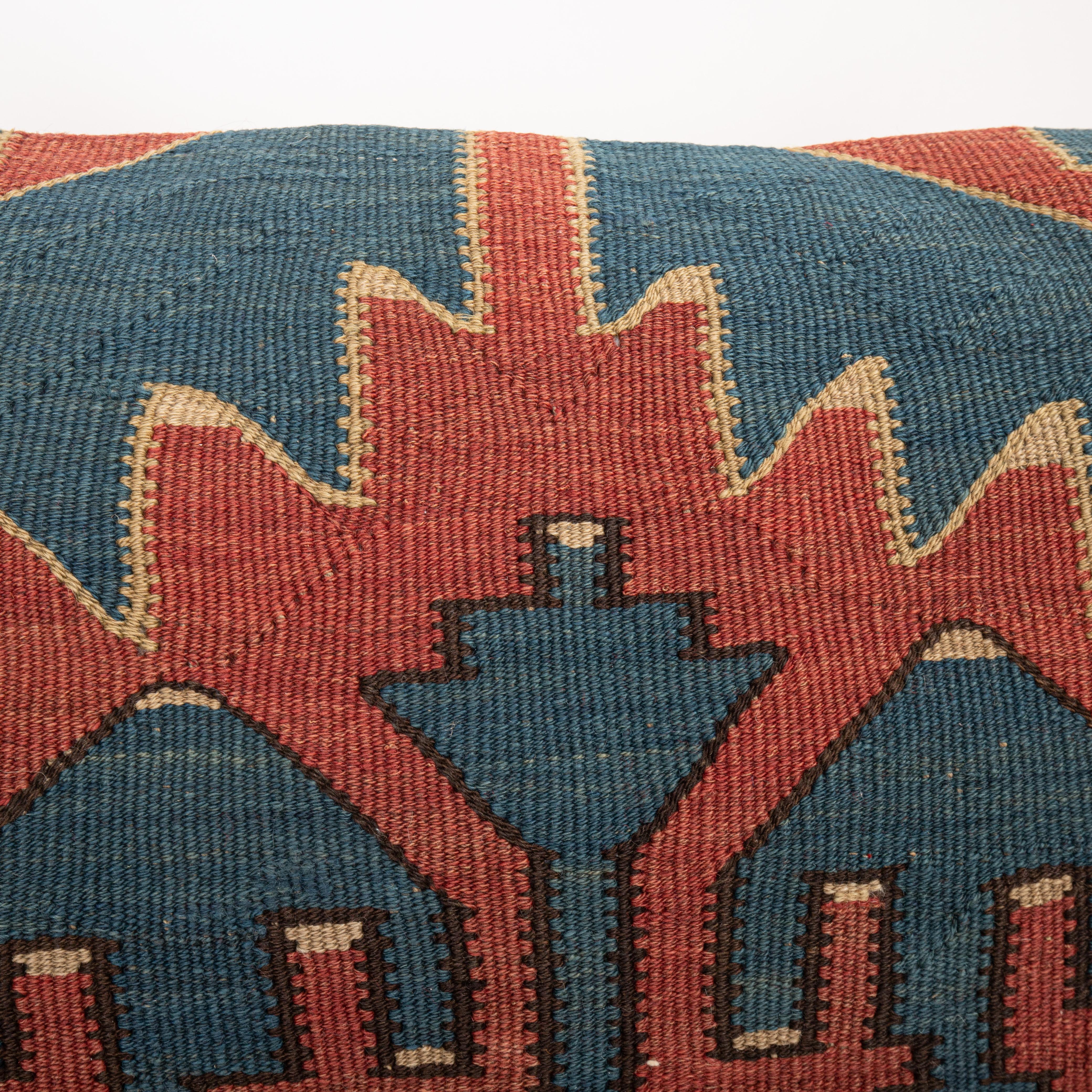 Floor Cushion Made from an Antique Avar Kilim from Dagestan , Early 20th C. In Good Condition For Sale In Istanbul, TR