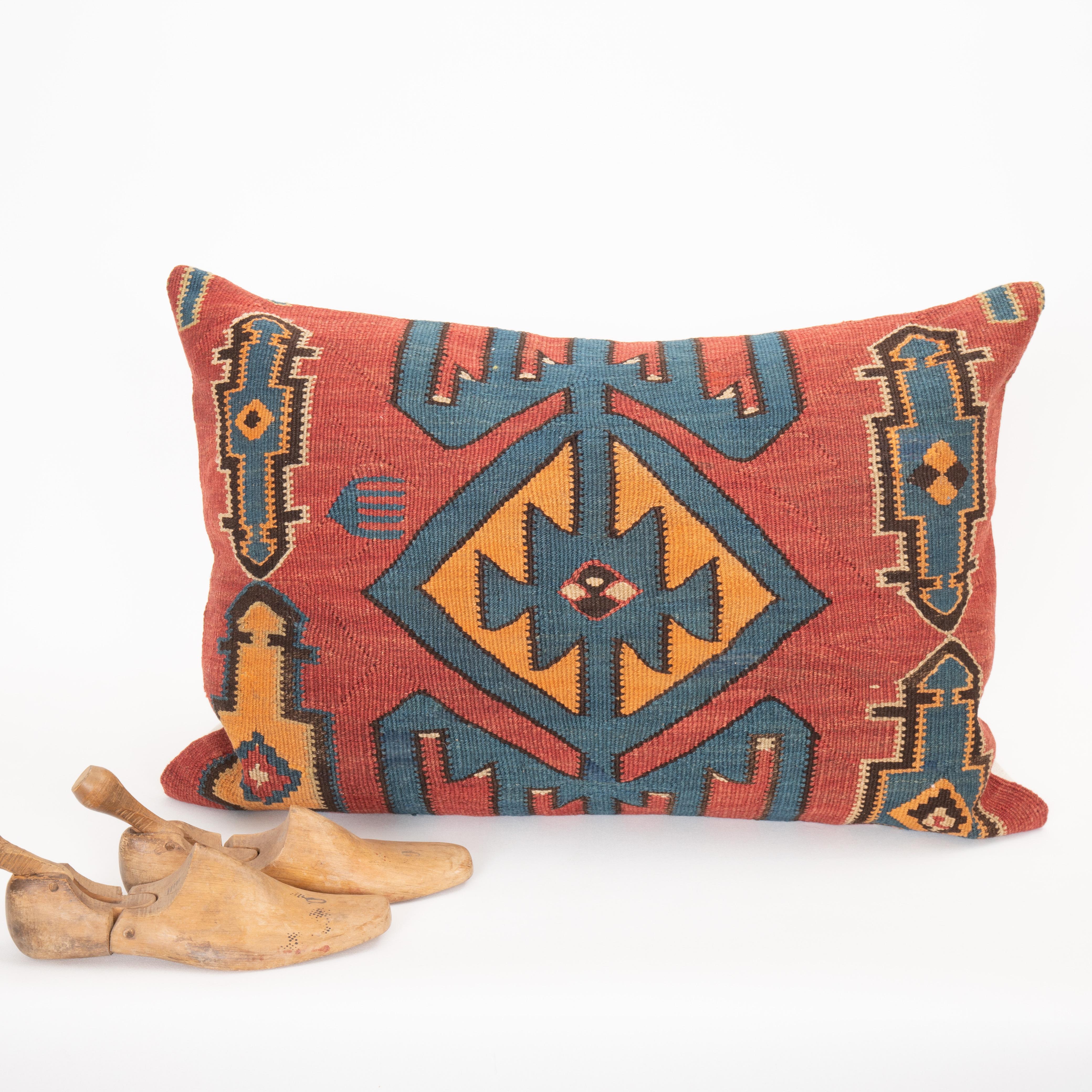 20th Century Floor Cushion Made from an Antique Avar Kilim from Dagestan , Early 20th C. For Sale
