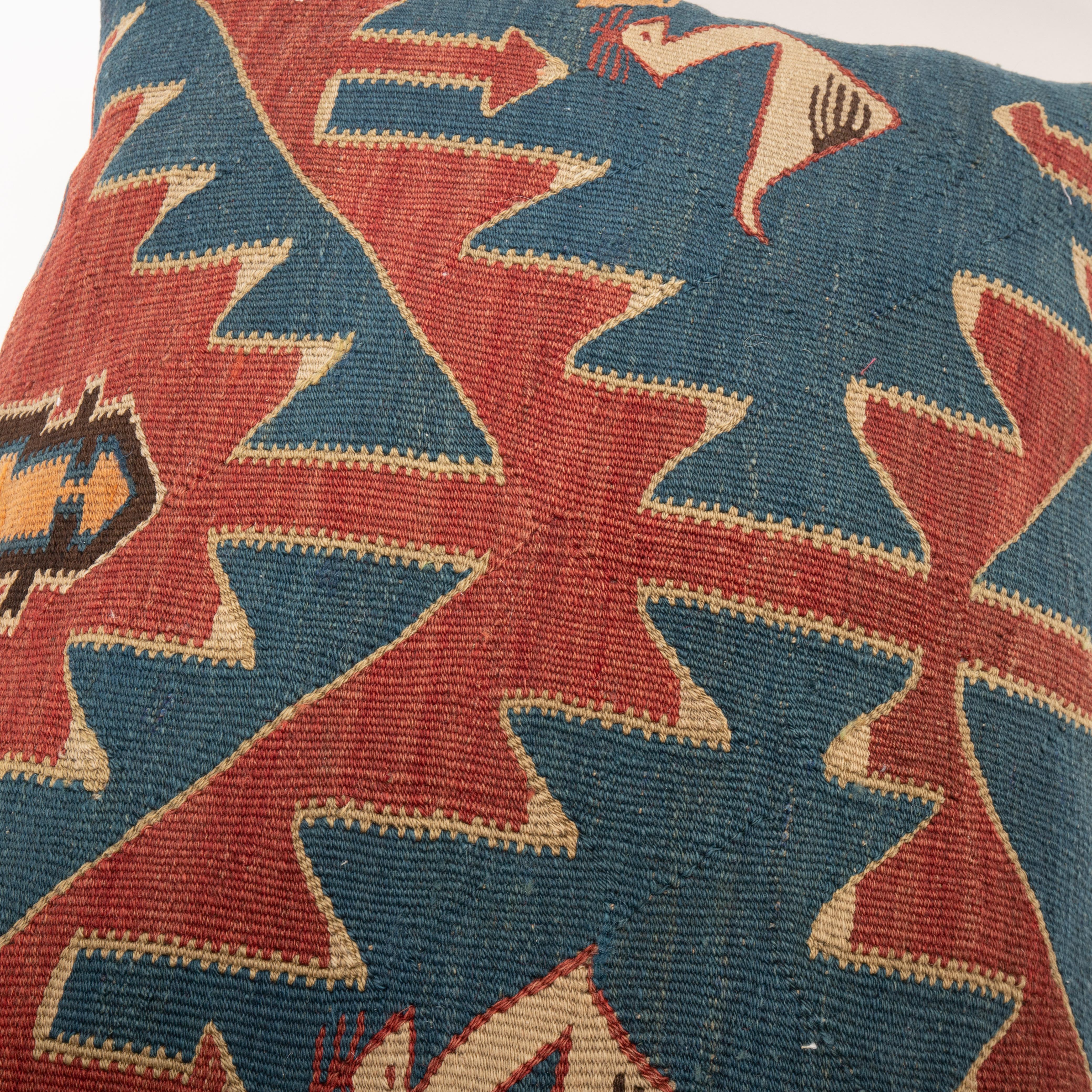 20th Century  Floor Cushion Made from an Antique Avar Kilim from Dagestan , Early 20th C. For Sale