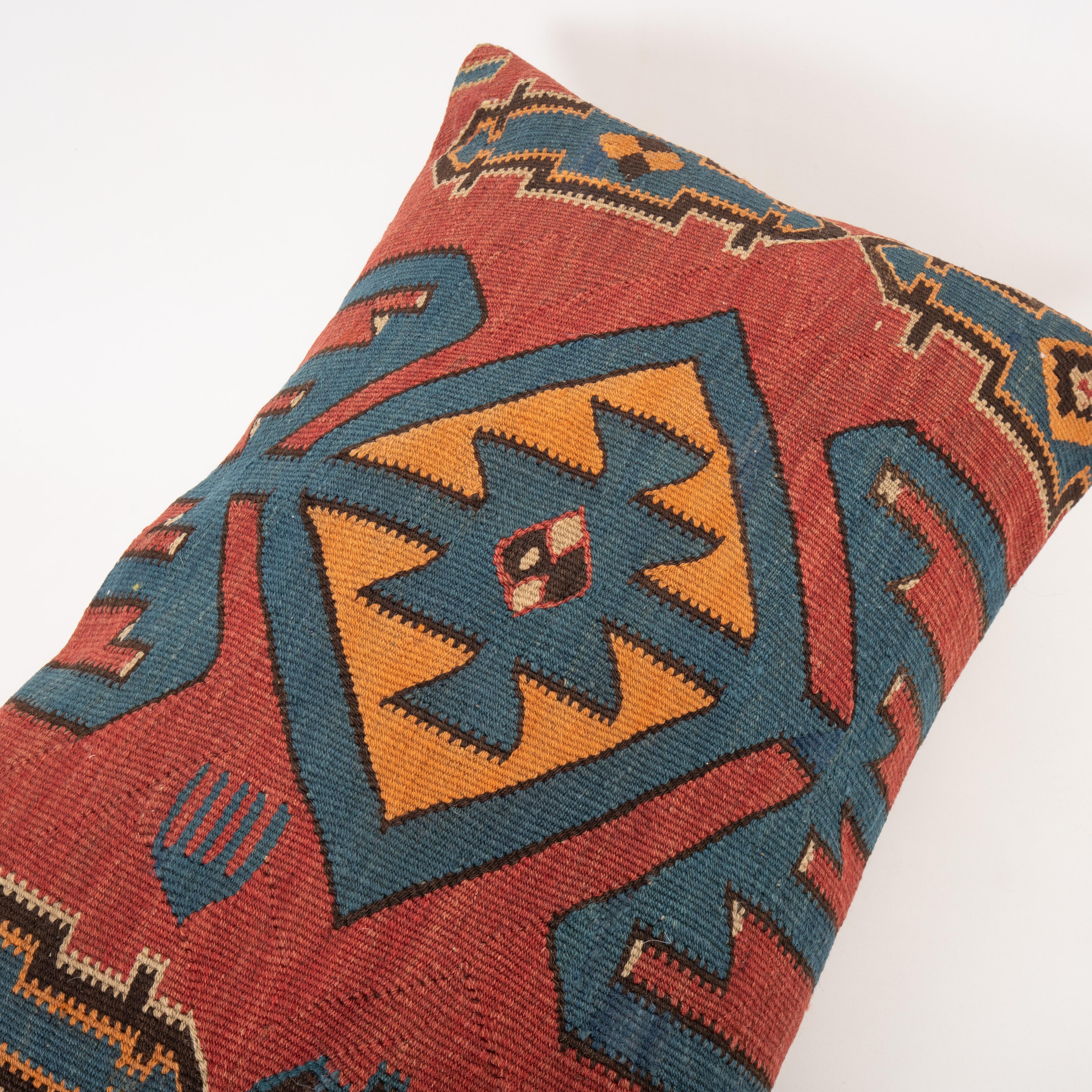 Wool Floor Cushion Made from an Antique Avar Kilim from Dagestan , Early 20th C. For Sale