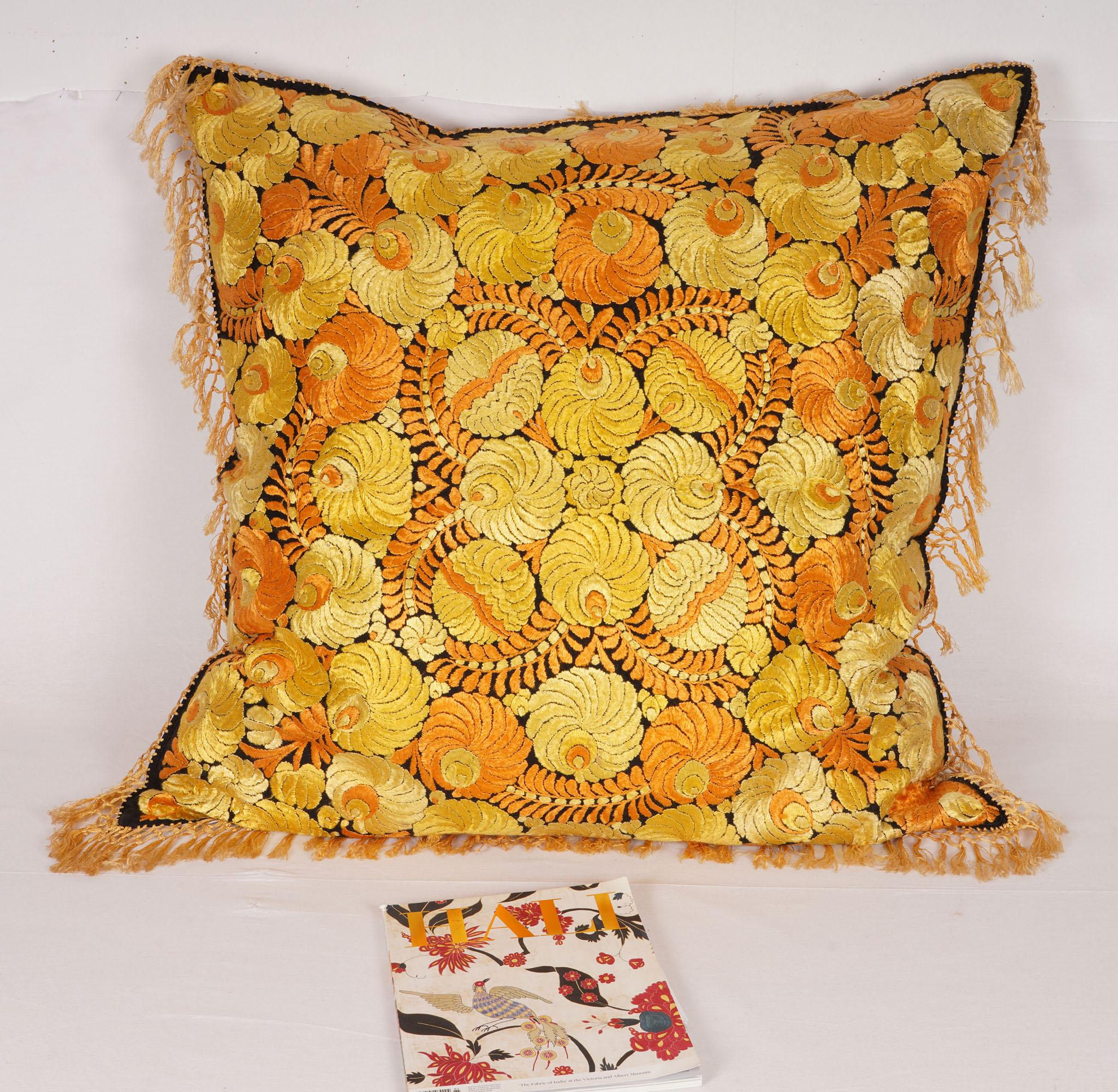 Folk Art Floor Cushion, Pillowcase Made from a Matyo Embroidery, Hungary, Early 20th C For Sale