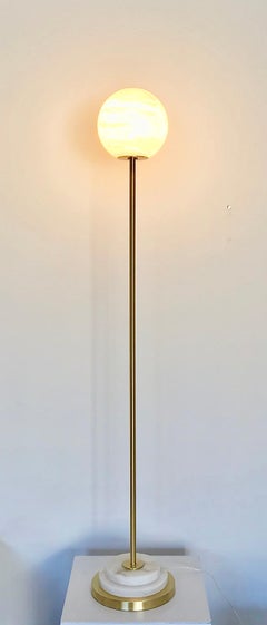 Minimal Floor Lamp "Alabaster Moon"