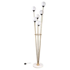 Retro Floor lamp "Alberello" Stilnovo midcentury brass and white marble