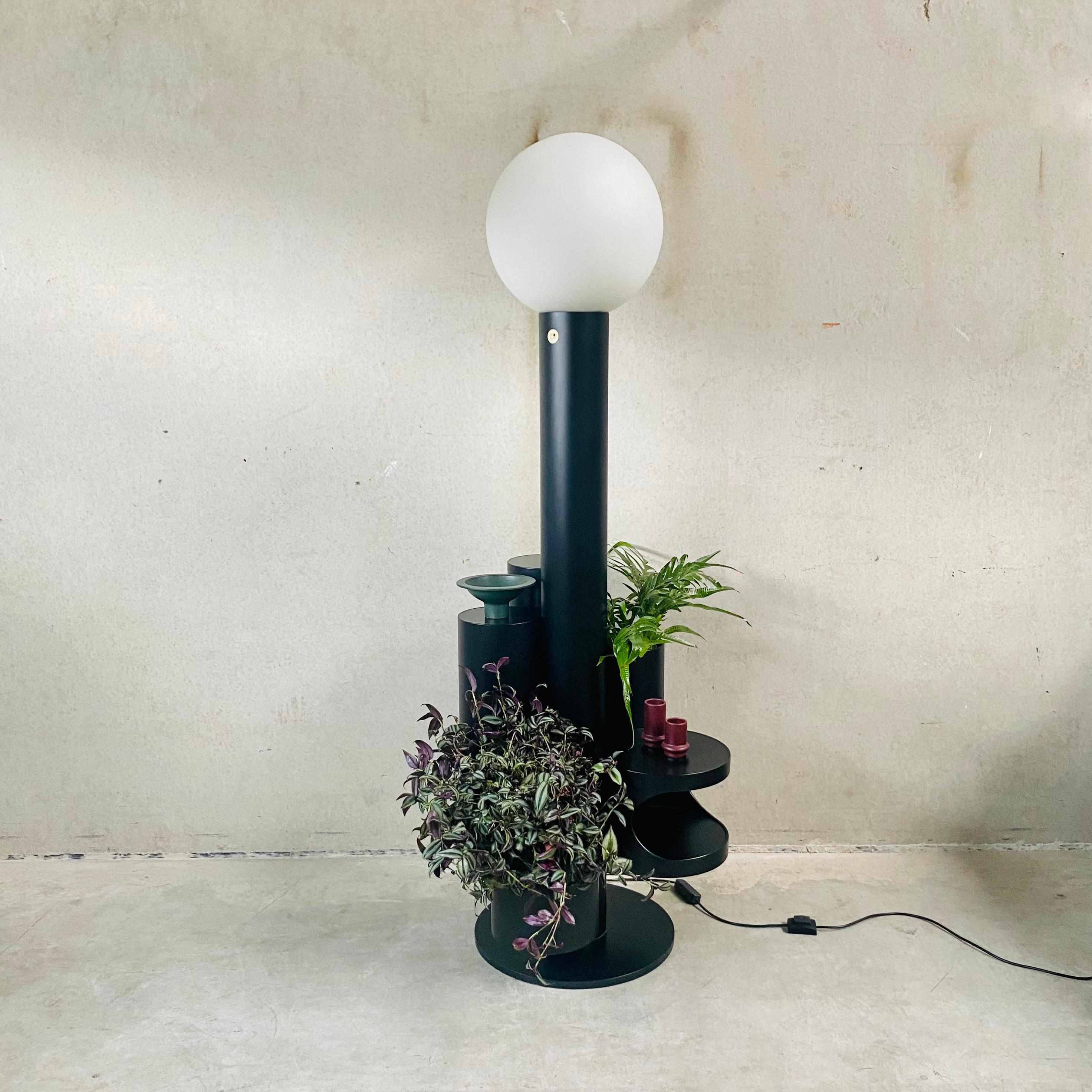 Milk Glass Floor lamp and plant stand 