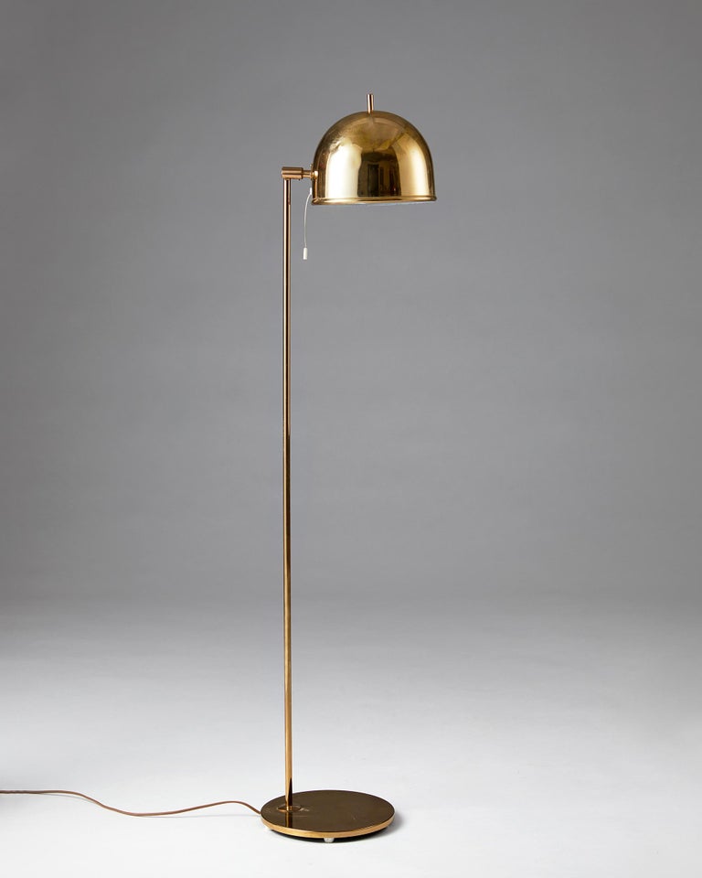 Floor lamp, anonymous, for Bergboms, Sweden, 1960s. Brass.