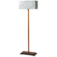 Vintage Floor Lamp, Anonymous, Wood and Pewter, Sweden, 1935